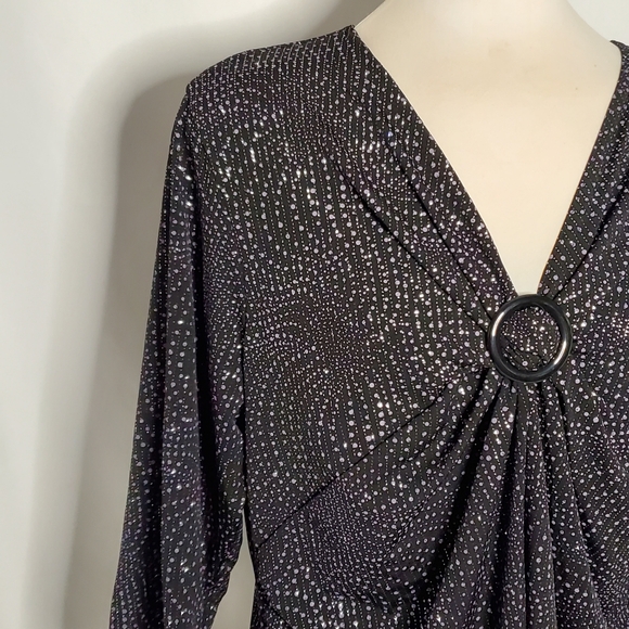 Tradition Black With Lilac & Grey Glitter Top - Picture 2 of 7